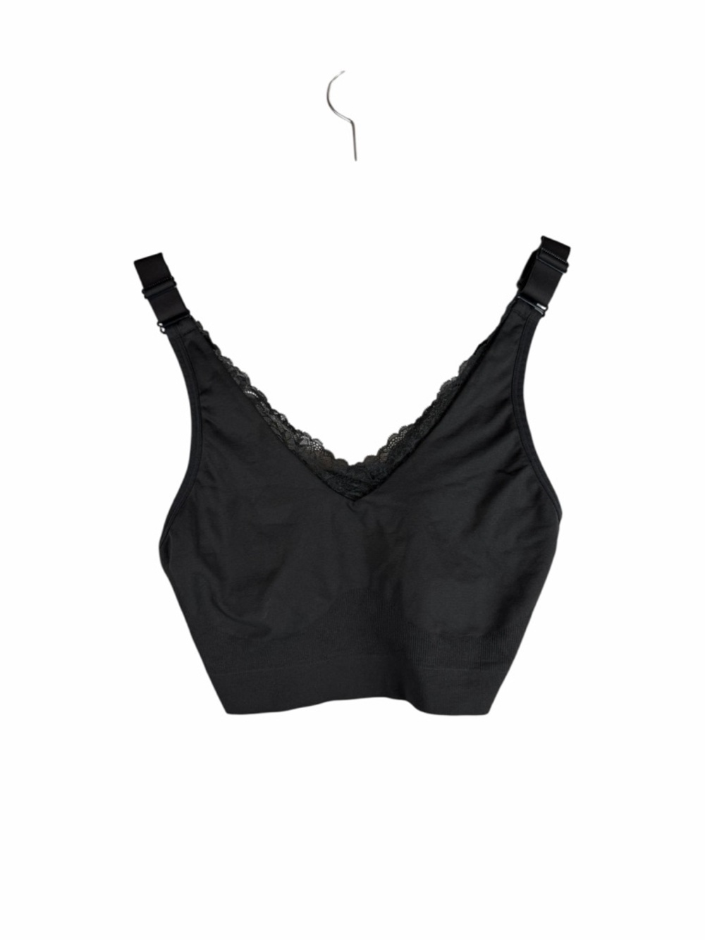 Cacique Black Seamless Lace Trim Bralette Wireless Bra Size 14/16